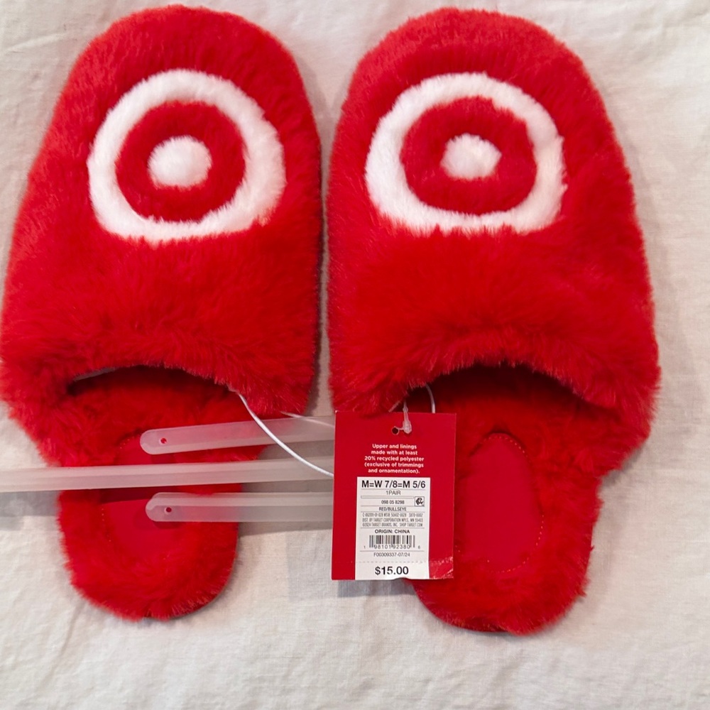 Red Fuzzy Slippers target new w tags